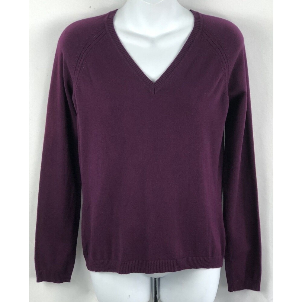 Vintage pull over sweater S burgundy V-neck longsleeve Rayon knit grunge Y2K